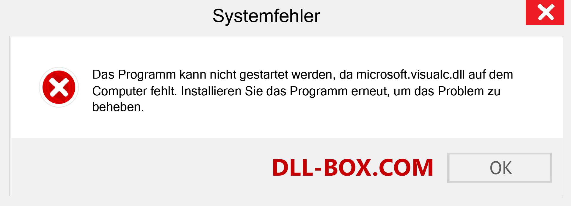 microsoft.visualc.dll-Datei fehlt?. Download für Windows 7, 8, 10 - Fix microsoft.visualc dll Missing Error unter Windows, Fotos, Bildern